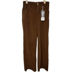 NWT Himosyber Women’s Brown Corduroy Wide Leg Silhouette Pants